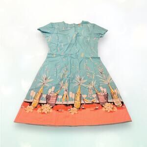 Bernie Dexter Blue and Coral Mini Dress